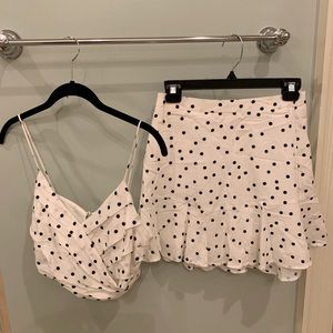 black and white polka dot set